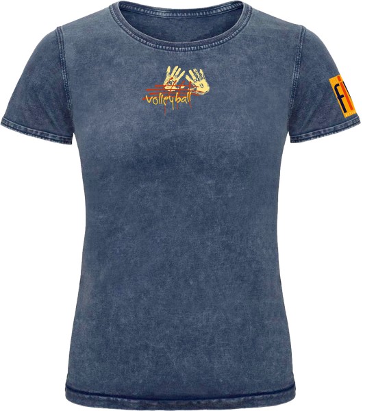 Denim T-Shirt Netblock Damen